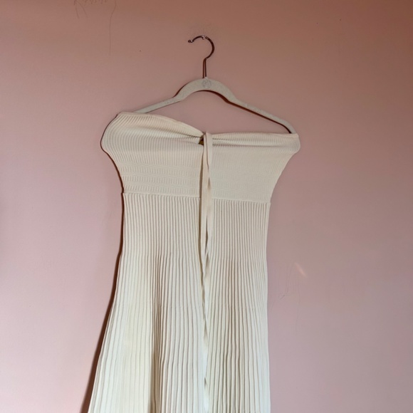 NWOT | Express Ribbed Halter Neck Fringe Midi Sweater Dress - Picture 2 of 4